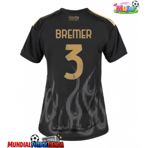 Camiseta Juventus Gleison Bremer #3 Tercera Equipación Replica 2026-27 para mujer mangas cortas